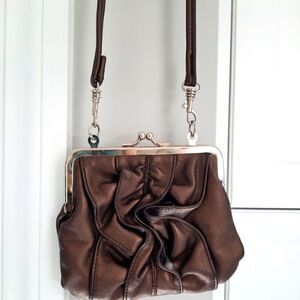 Mini Bag Bronze Crossbody Removable Strap with Ruffle